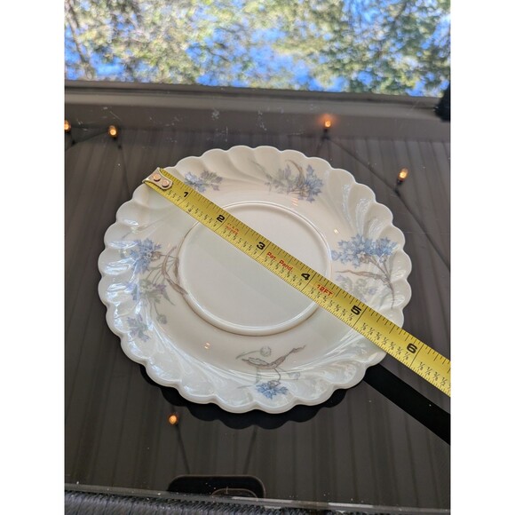 Haviland Limoges Bergere France Tea Cup & Saucer 1990 Blue Floral China Gold - Picture 11 of 13